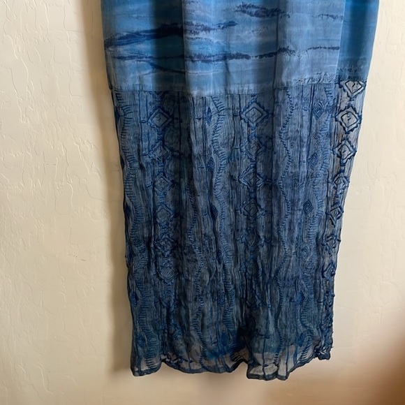 Gypsy 05 Silk Beachy Blue Boho Embroidered Printed Maxi Dress - Picture 9 of 15
